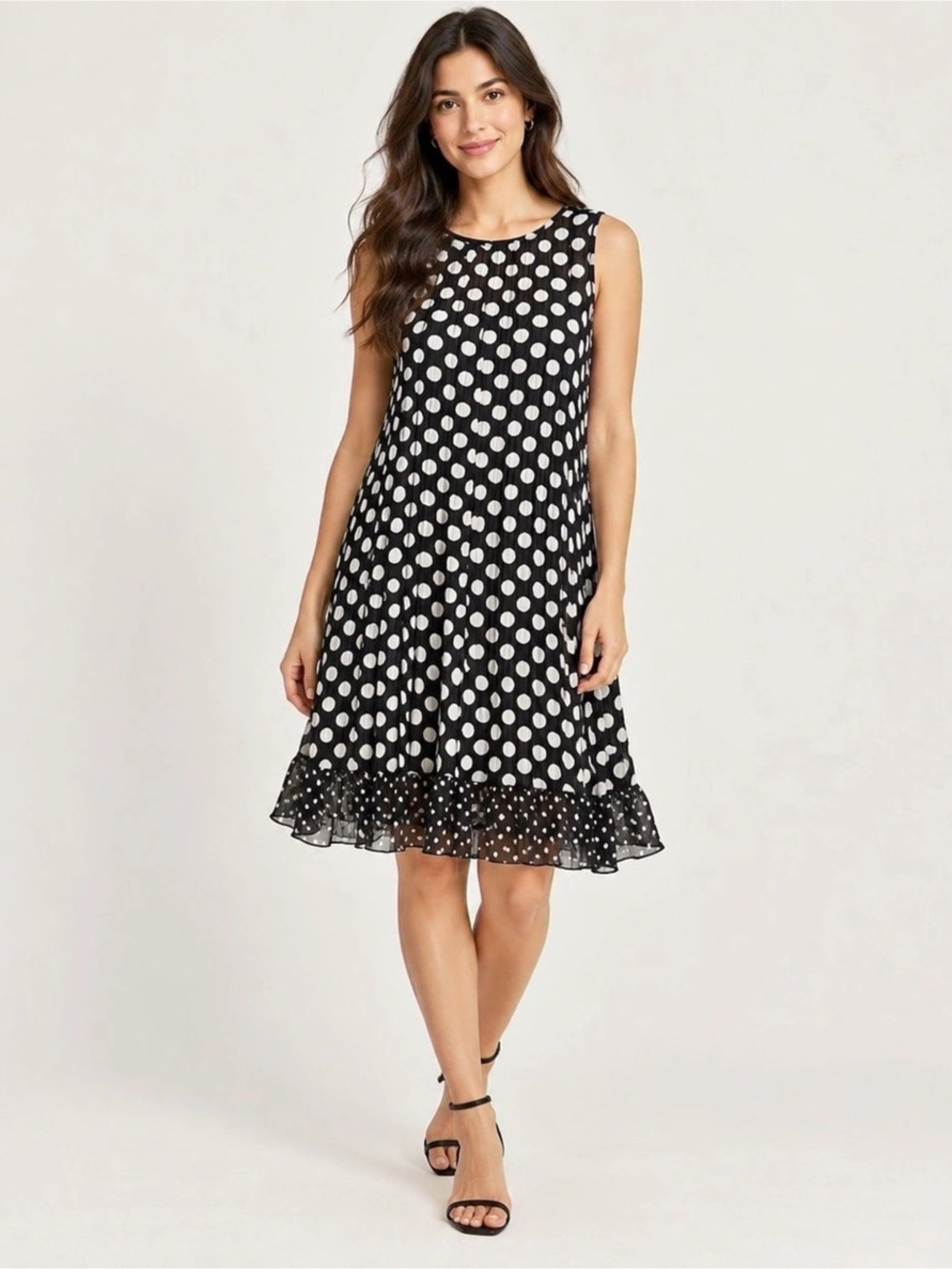 Sandra Darren Sheer Polka Dot Midi Dress – Size 8
